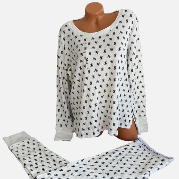 Victoria's Secret Other - Victoria's Secret White and Black VS Pajama Set